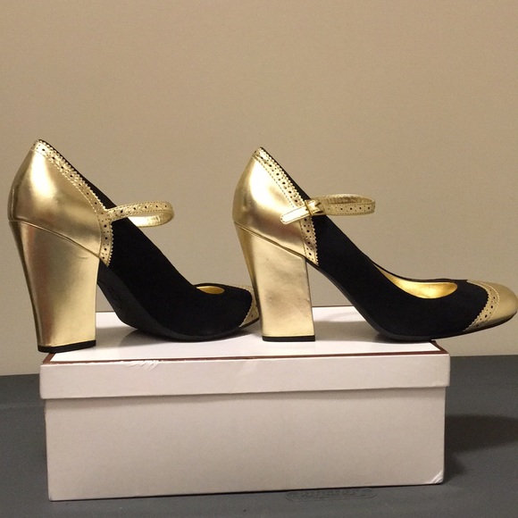 Coach Black/Gold Kidsuede Mary Jane Platforms - Picture 6 of 14